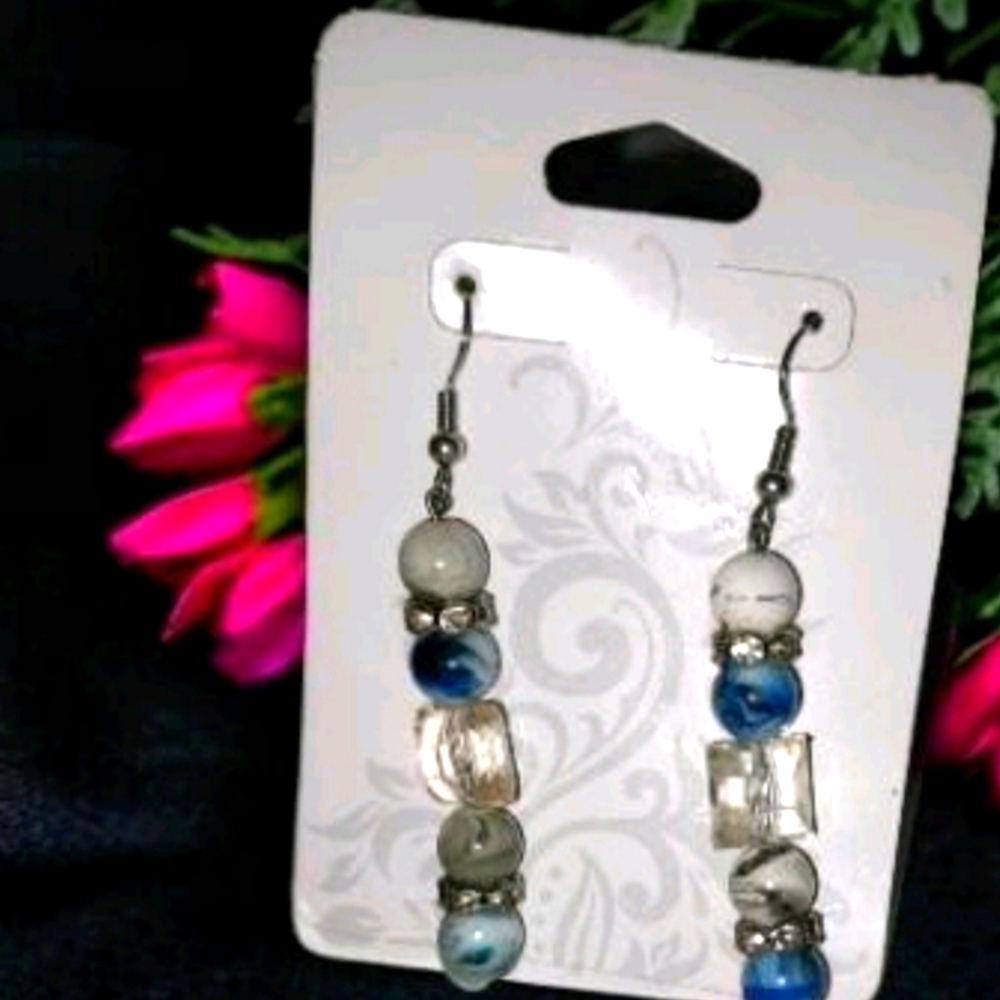 Blue handmade Beaded earrings